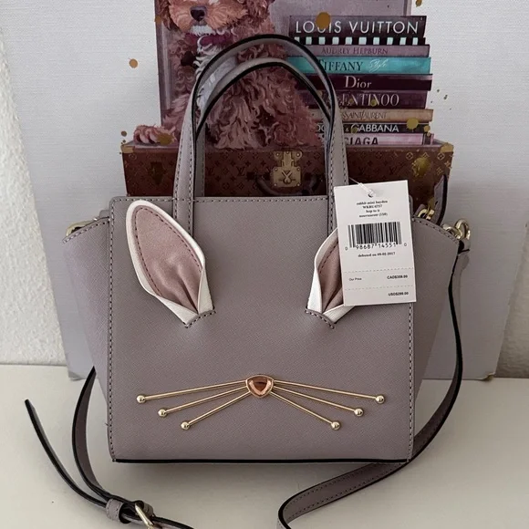 NWT KATE SPADE Mauve Hop To It Mini Hayden 3D Bunny Rabbit Novelty Crossbody Bag - Picture 3 of 9